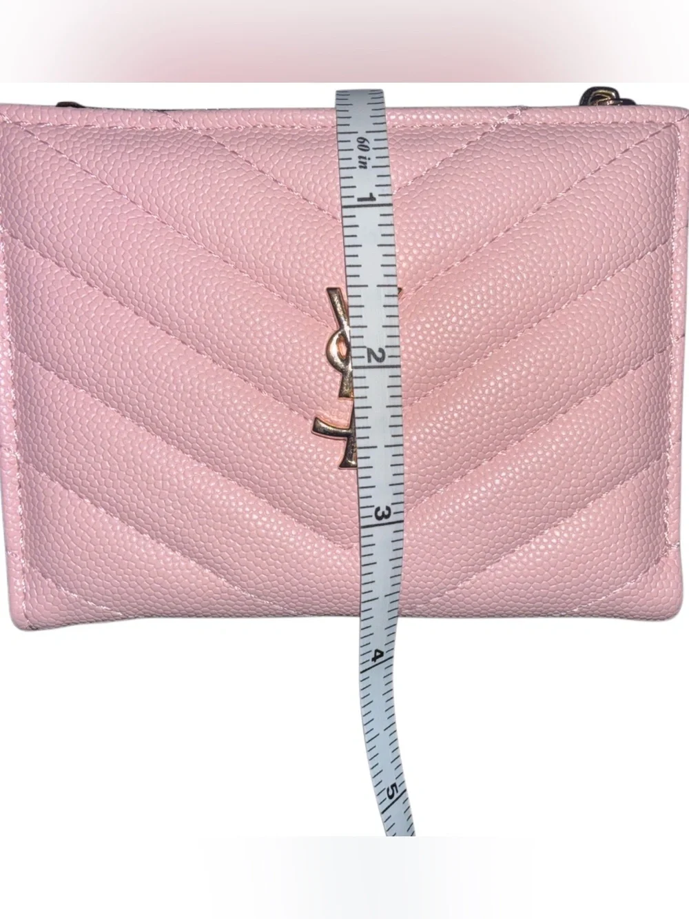 Pink Quilted Compact Wallet Bifold Cash Coin Card Holder ID Window Gold Hardware
